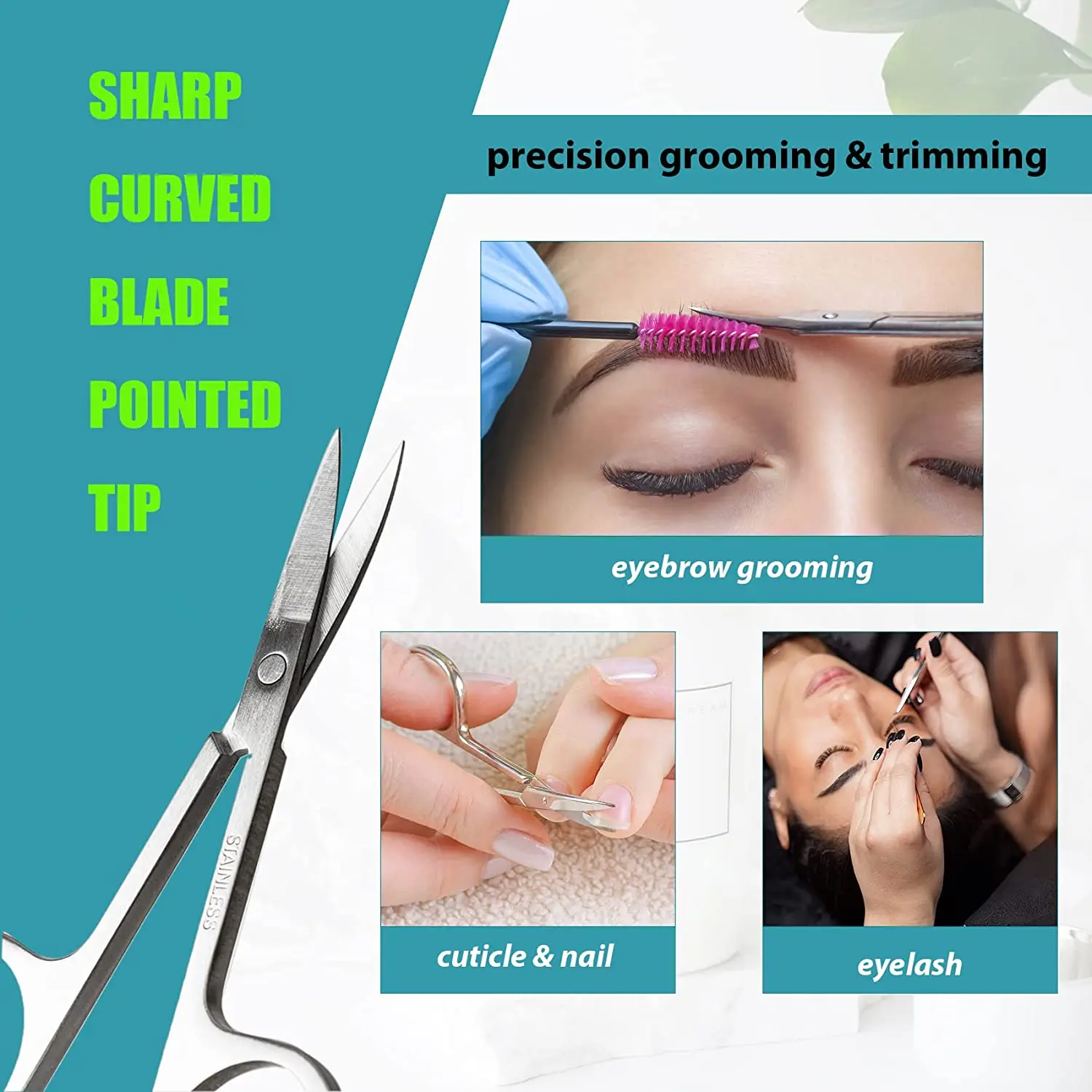 Stainless Steel Curved Eyebrow Eyelash Scissors Face Hair scissors Cuticle Nail Beauty Scissors