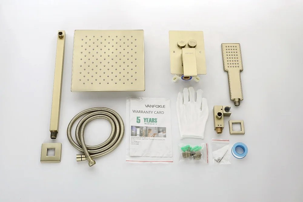 CUPC 10inch 12inch  control concealed watermark shower faucet mixer gold shower set bathroom concealed shower complete set