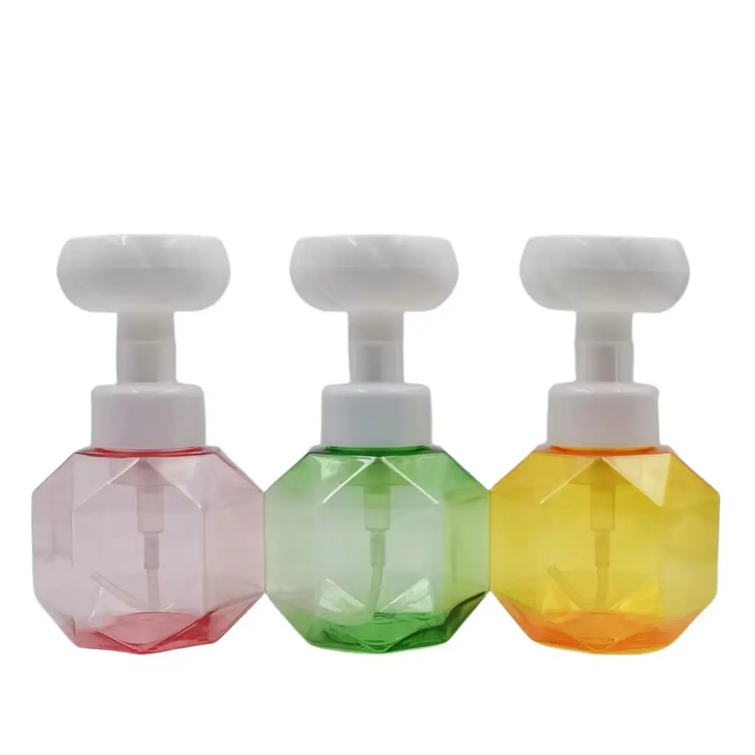 Empty Transparent Yellow Pink Green Blue 300ml Kids Plastic Handwash Sanitizer Paw Flower Stamp Soap Dispenser Foam Pump Bottle