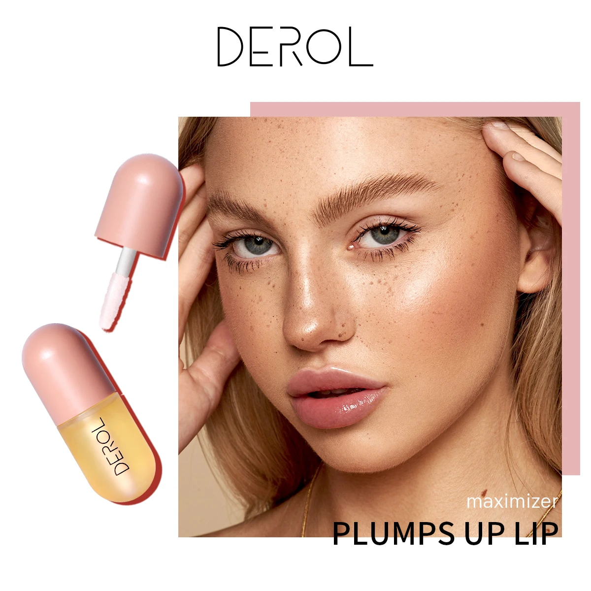 DEROL 5.5ml Plumper Gloss With Organic Peppermint Oil Set  Lip Fullness Moisture Replenishment Travel Size Lip Oil