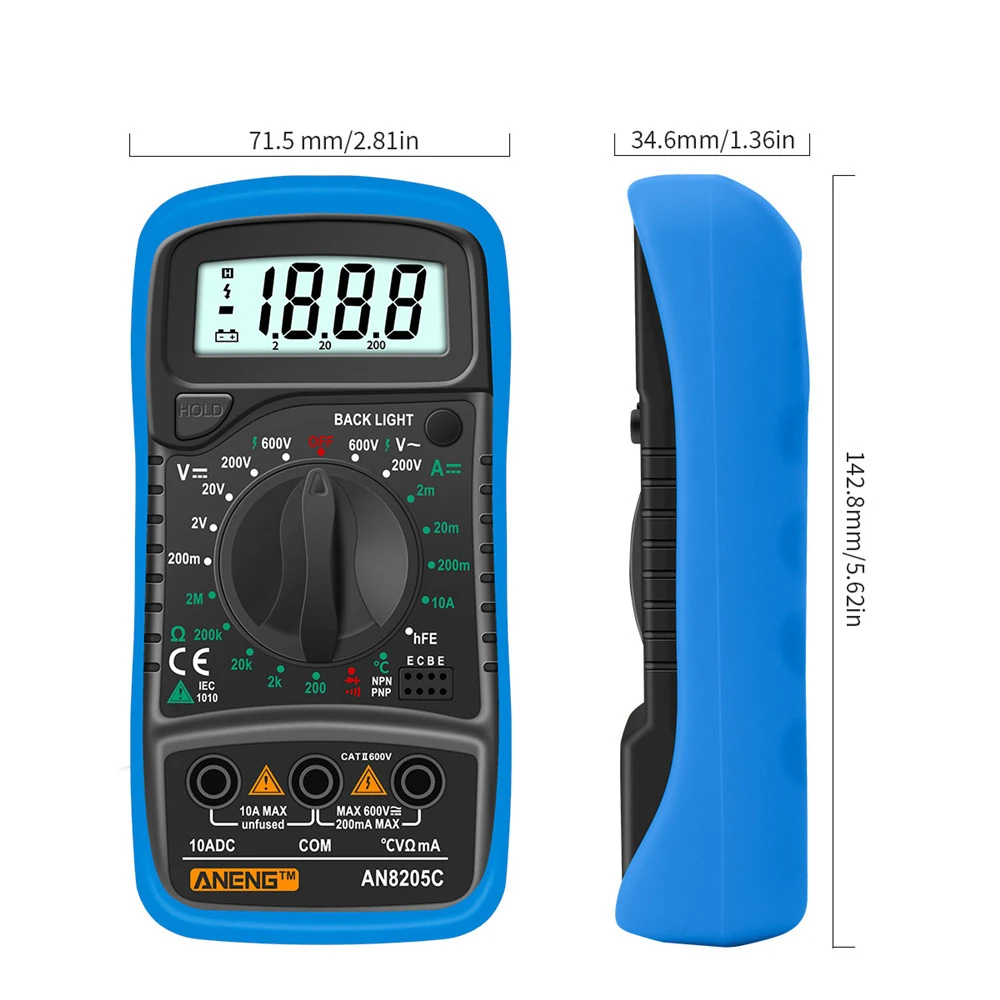 Gaqqee AN8205C Digital Multimeter AC/DC Ammeter Volt Ohm Tester Meter Multimetro With Thermocouple LCD Backlight Portable Meters