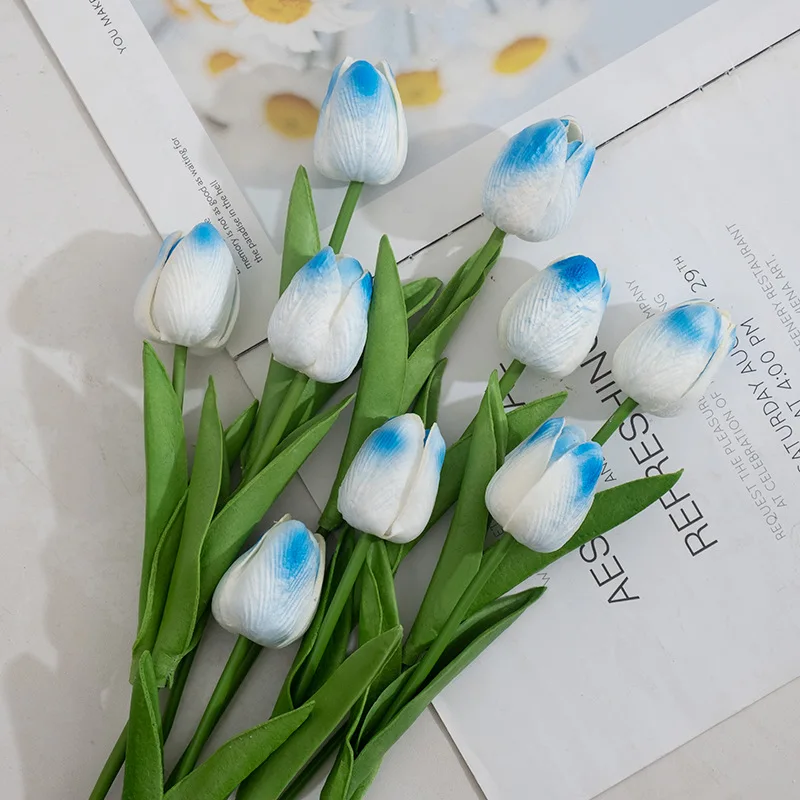 Wholesale Home Decor Simulation Tulips Single Branch Soft Feeling Plastic Artificial Real Touch Tulip Flowers