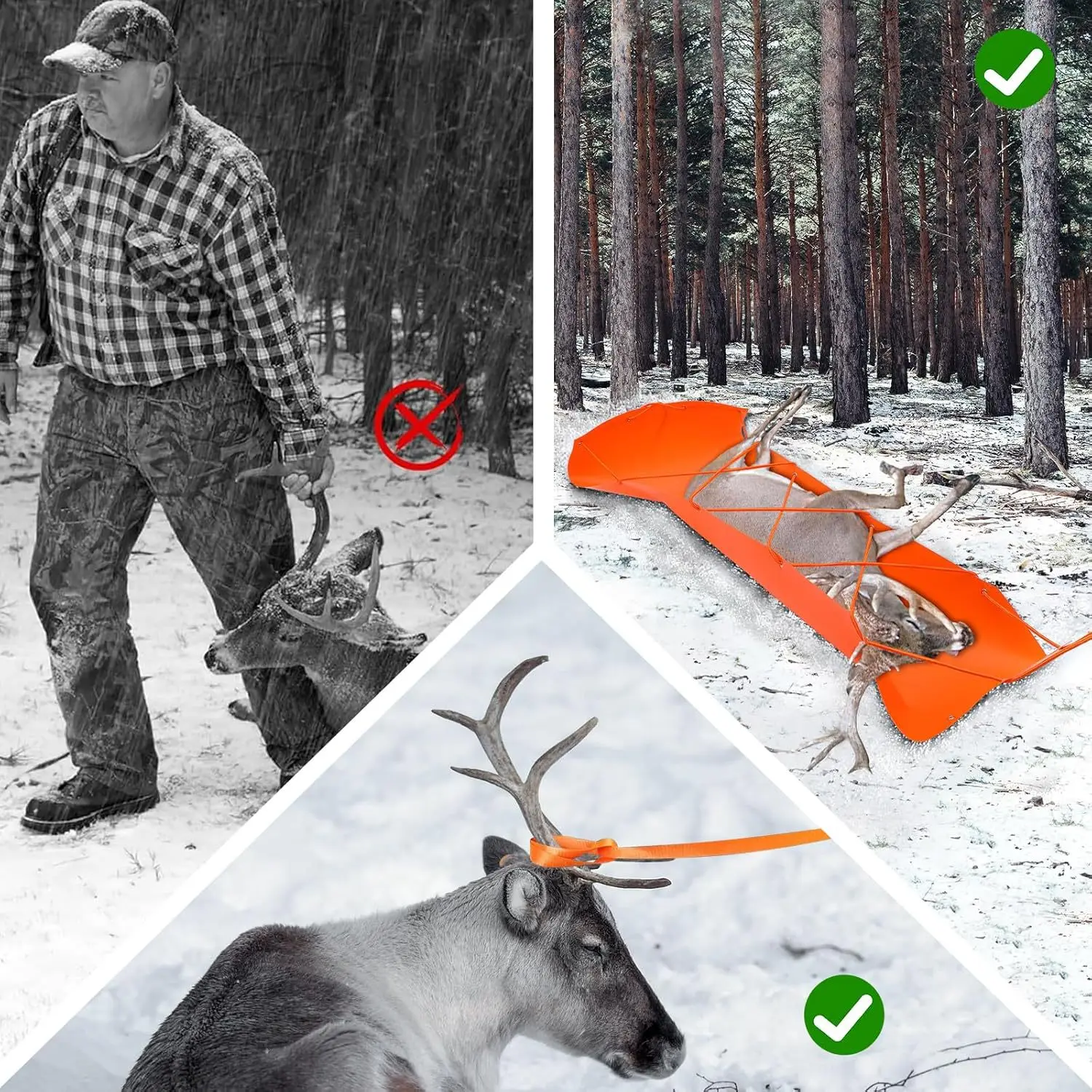 Multifunctional Deer Mat for Outdoor Sports for Ice Fishing Skiing and Sleigh Rides Hunting Supplies Drag Rope