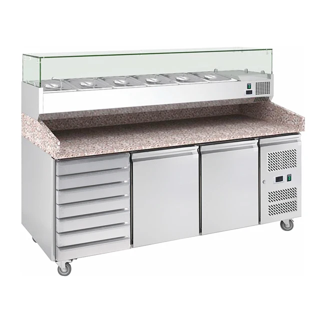 Commercial Countertop Display Counter Top Stainless Steel Workbench Chiller Pizza Working Table