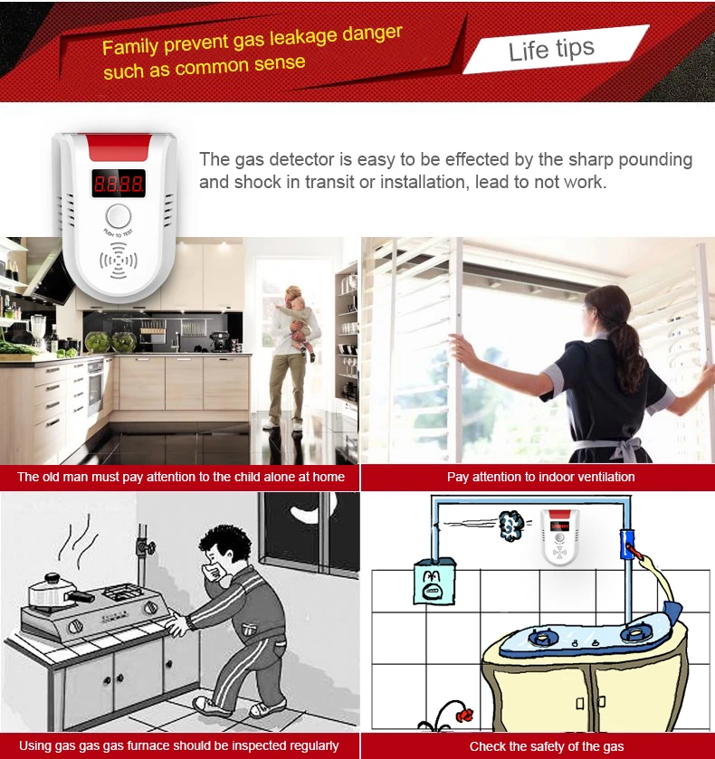 Compatible 433mhz Wireless Alarm or Standalone GD13 LPG Gas Detector Plug In Gas Leak Detector for Home Security Alarm Sensor