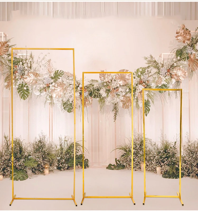 Zhuoyun Decoration Rectangular Stage Backdrop Stand Door Shape Gold Metal Wedding Arch