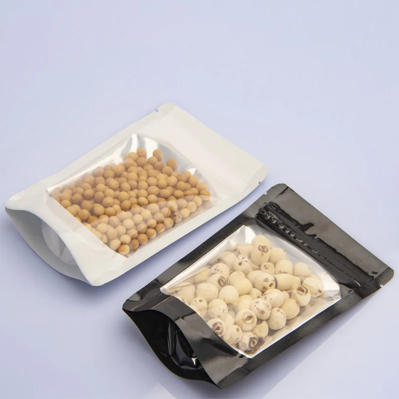 In stock plastic aluminum foil smell proof  stand up spice candy zipper pouch white black snake  packaging bag with window