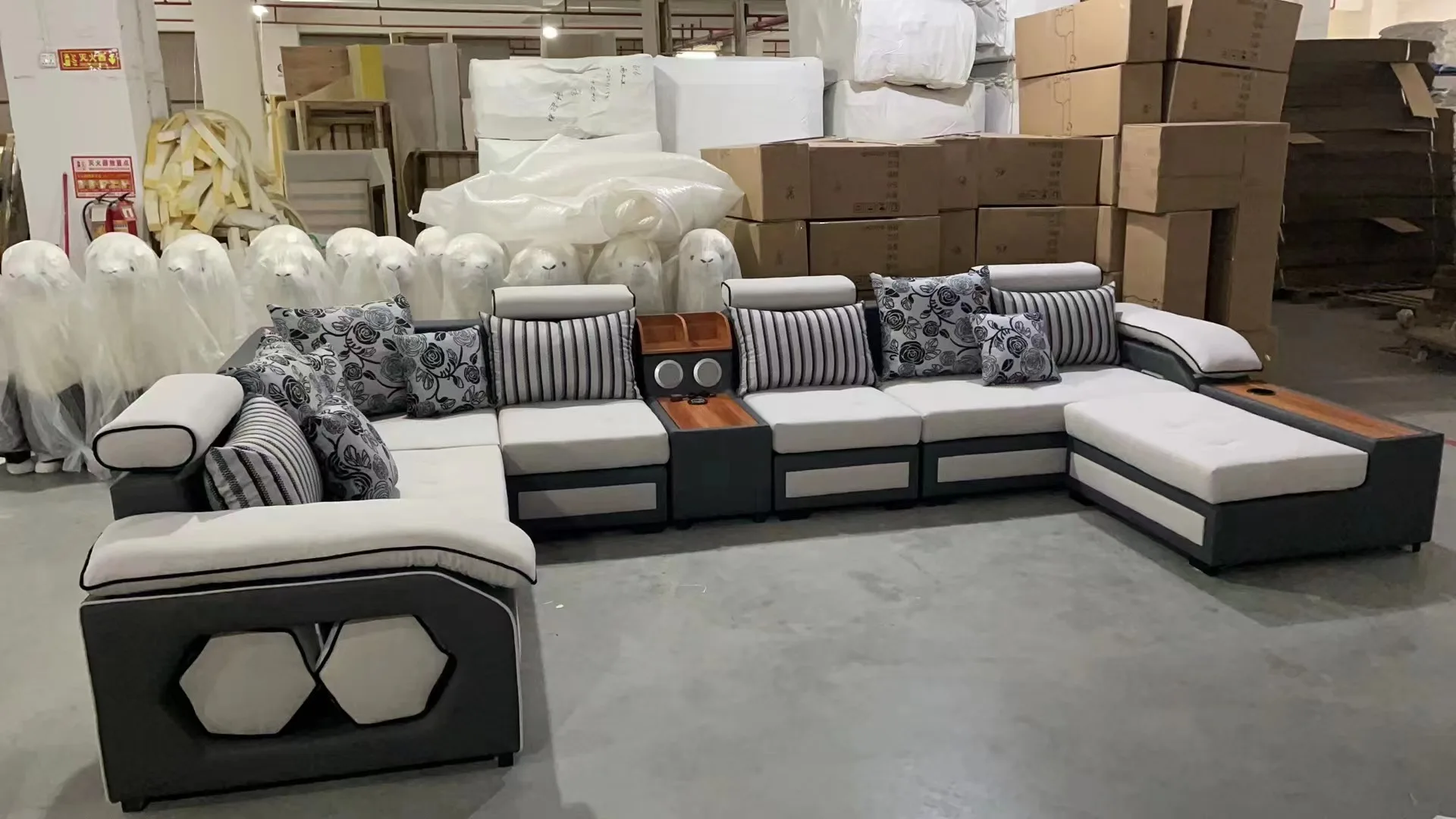 Simple Modern No-clean Technical Fabric Combination Sofa Large Detachable Washable Latex Corner Fabric Sofa For Living Room