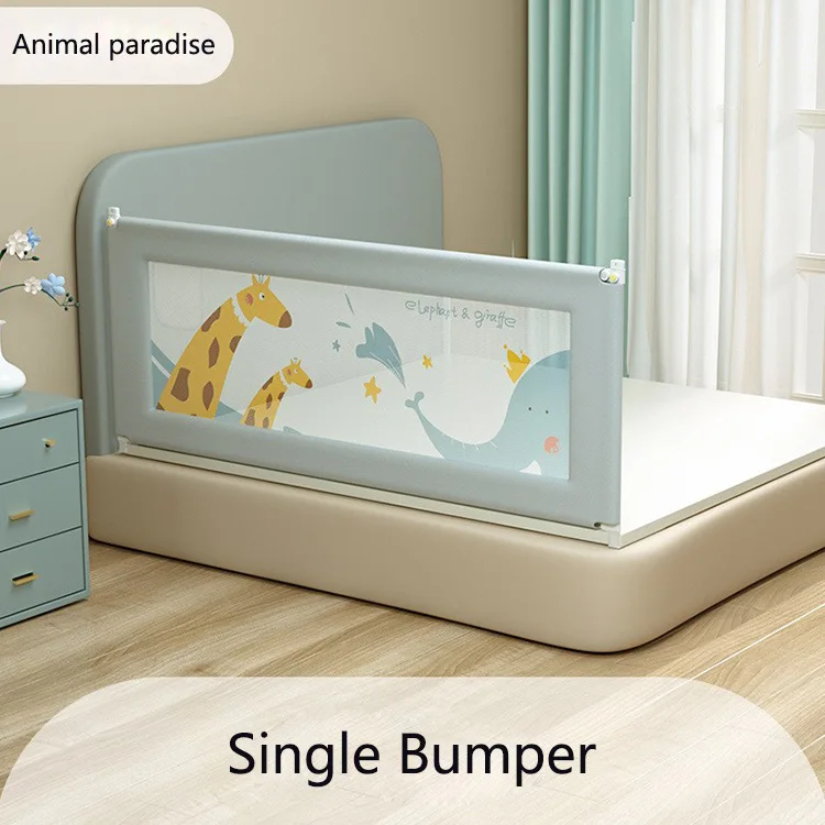 Bed Rails Extra Long Swing Down Baby Bed Guards Fold Down Safety Bedrail with Dear Pattern Kids Guardrail with Y-Strap for Twin
