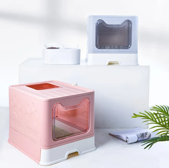 Leyou Pet Foldable Drawer Small Packing Pet Cat Litter Boxes Toilet