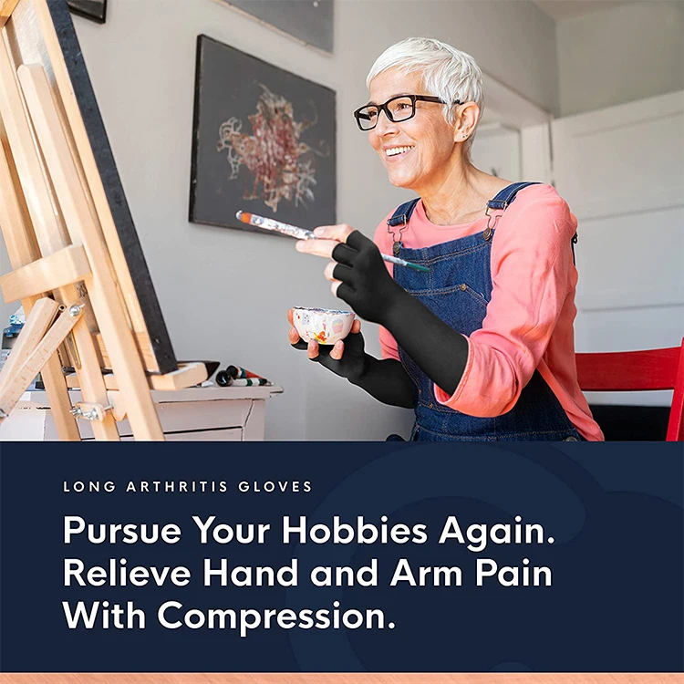 Extra Long Arthritis Gloves Copper Infused Fit Glove for Women Men Best Carpal Tunnel Computer Typing Support Hands