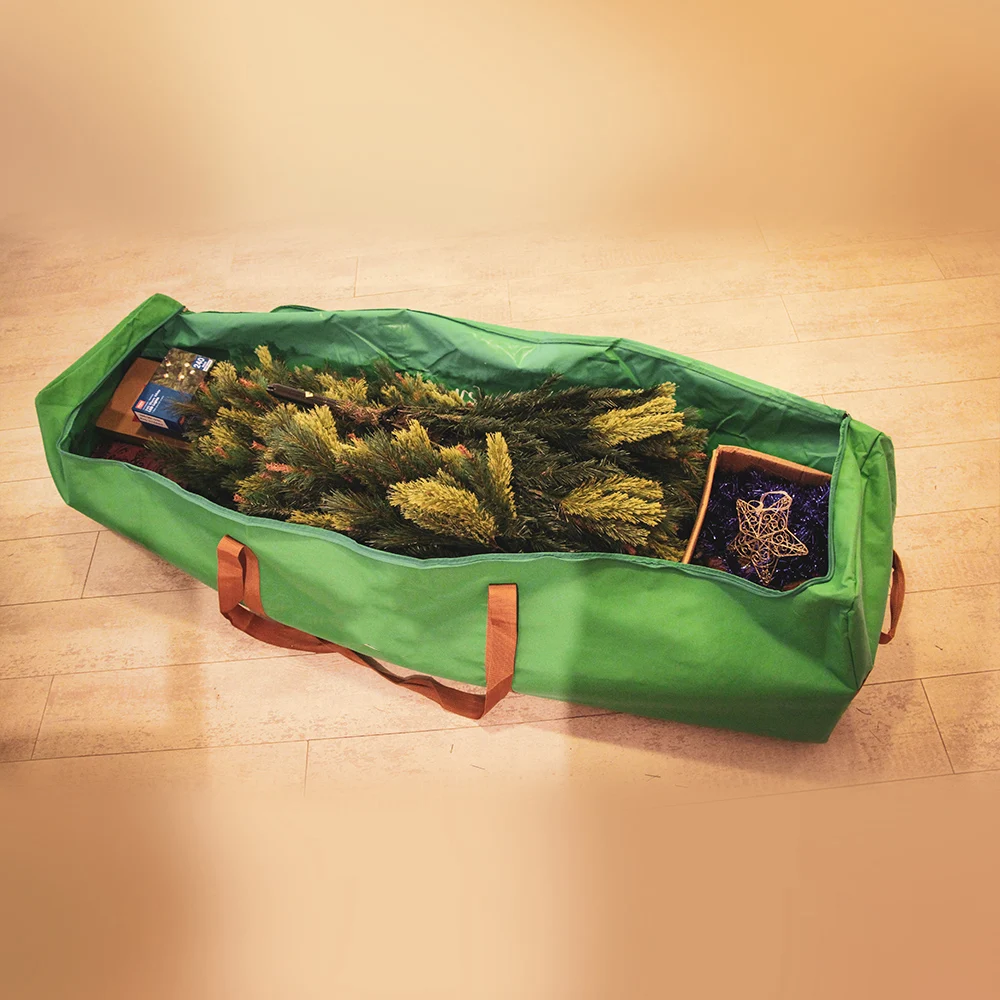 Hot Selling Pe Oxford Cylinder Round Waterproof Durable Christmas Tree Storage Bag