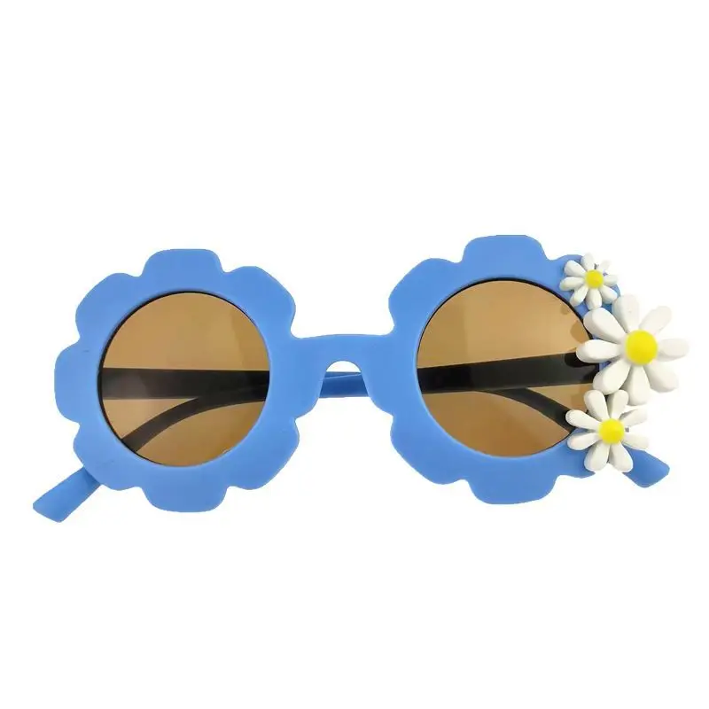 New Children Colorful Vintage Flowers Daisy Sunglasses UV400 Girls Boys Fashion Promotional Kids Sunglasses
