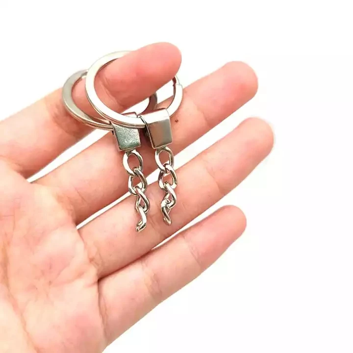 Custom zinc alloy 25mm flat ring chain keychain for Silver flat ring pendant wholesale
