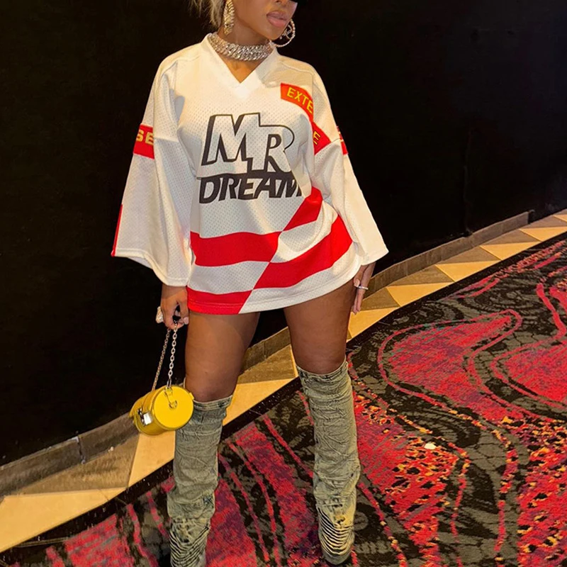 Trendy Summer Women Dresses Print Vintage Knit Mesh Hollow Out Loose Dresses Y2K Casual Streetwear Lady Dresses Women Summer