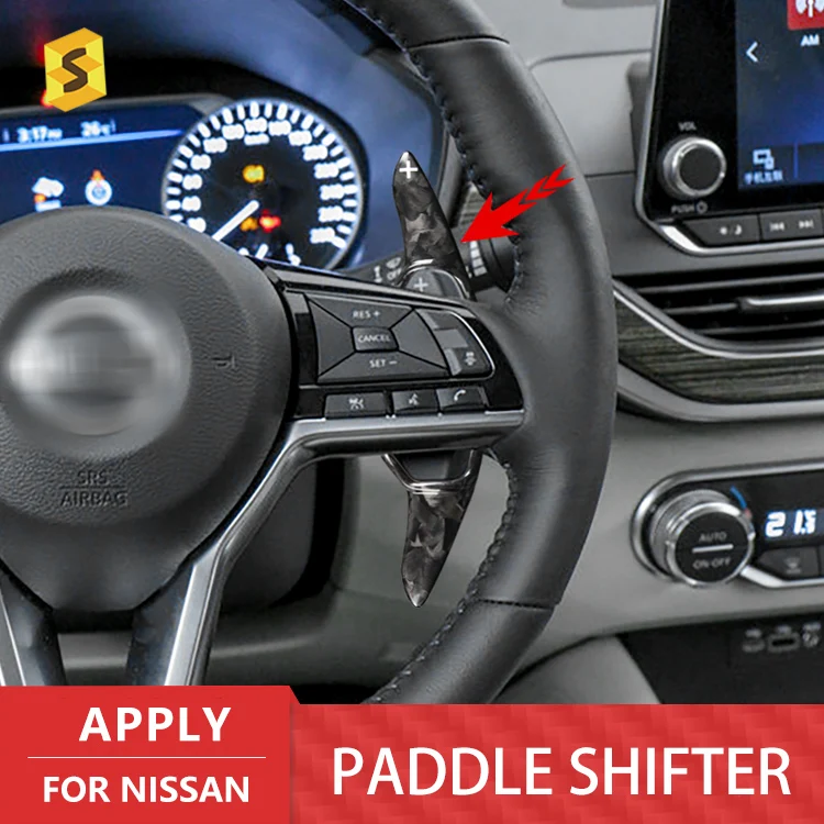 ES Car Interior Steering Wheel Extension Accessories Trim Real Forged Carbon Fiber Shift Paddle For Nissan Teana 2019 2020