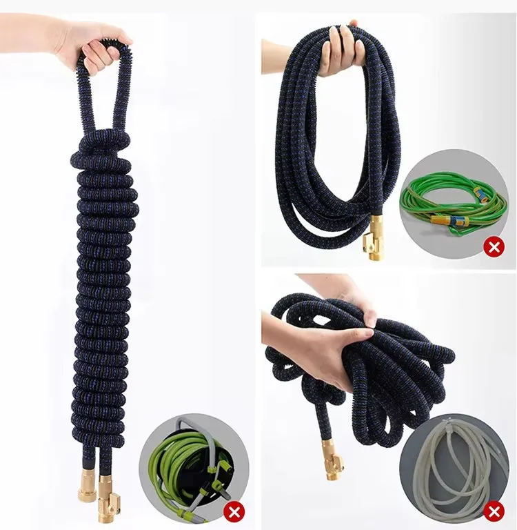 Hang Wall 3/4 Inch Natural Latex Water Pipes Retractable Garden Hose With Spray Gun