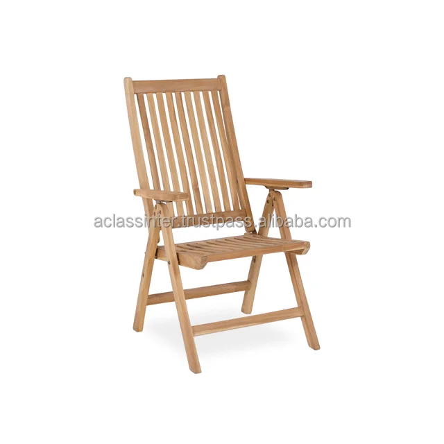 Brigitte Garden Reclining Folding Patio Dining Chair Wooden Teak Outdoor Furniture, Outdoor Bench Set Chair Seat Dining