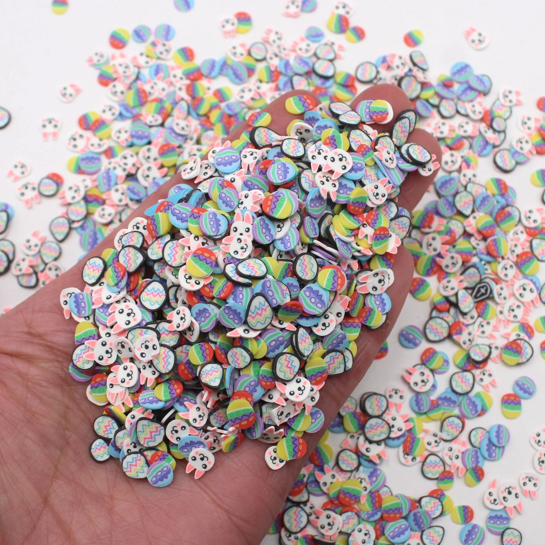 1KG/bag Easter Themed Cute Rabbit Bunnies Mixed Kinds Eggs Clay Slices Sprinkles for DIY Crafts Filling