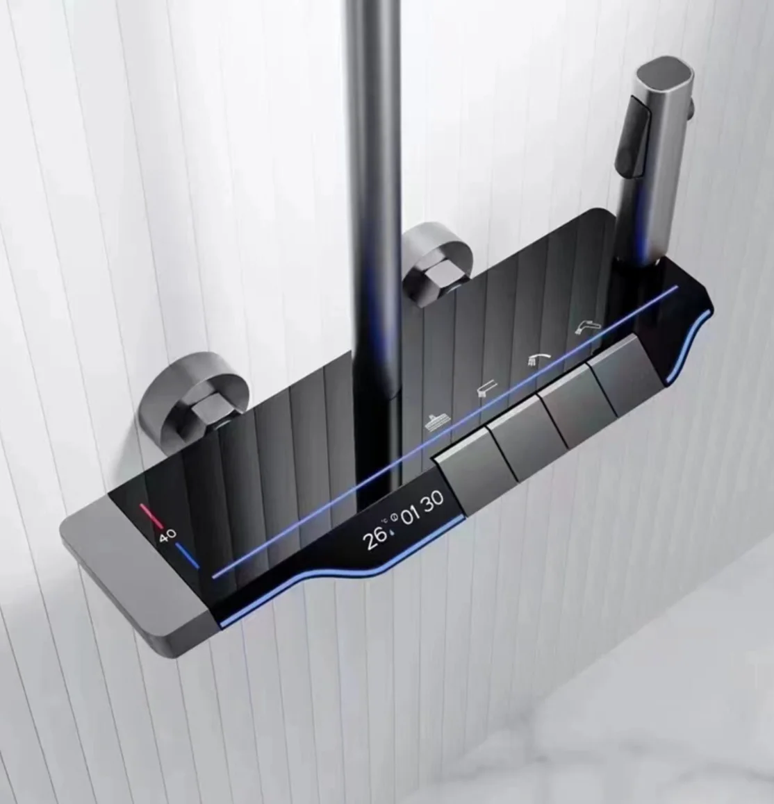 All copper gun gray piano button constant temperature shower set