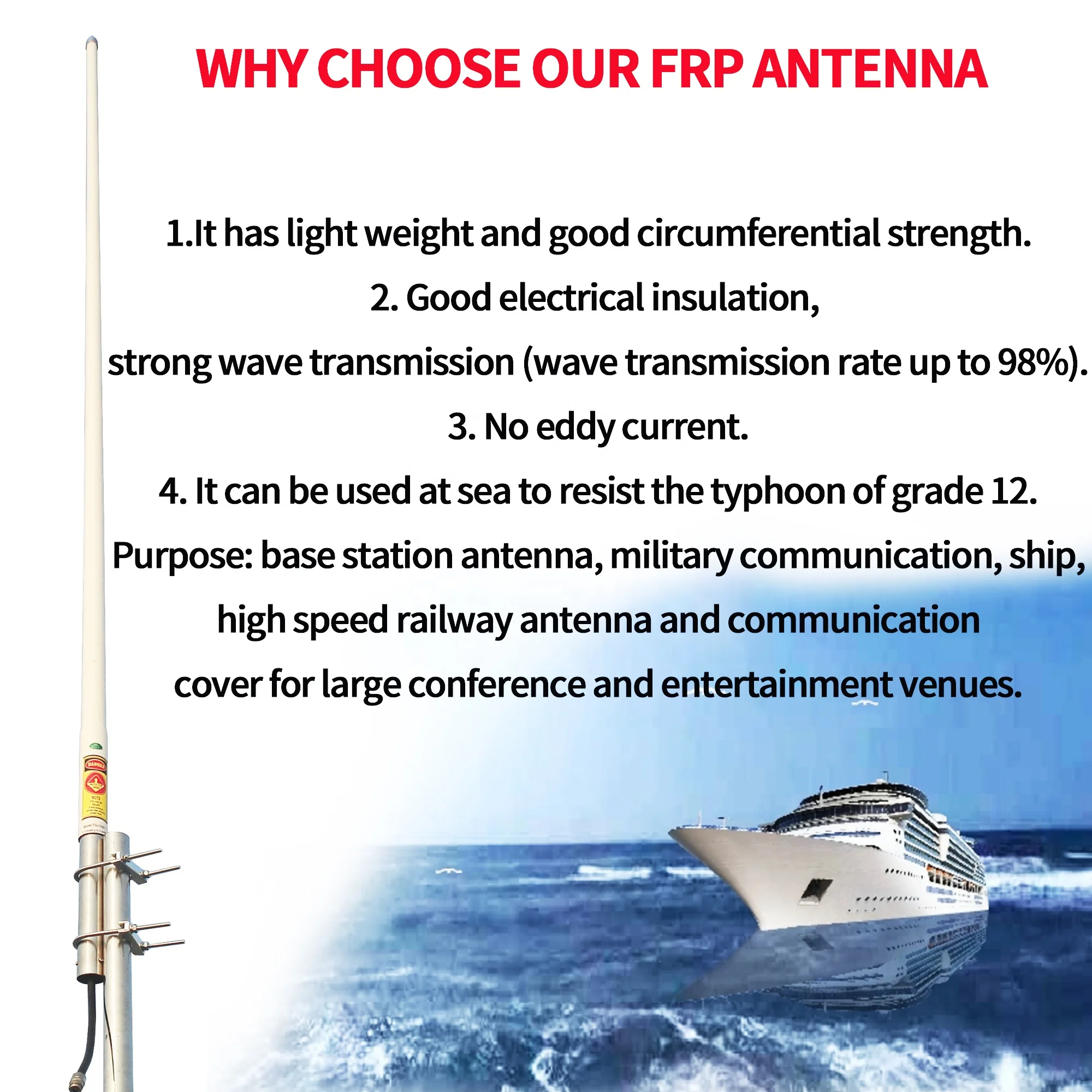 UHF350MHz  8dbi Fiberglass Antenna TQJ-350C