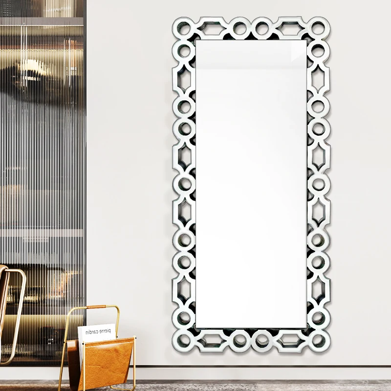 Modern Rectangle Bedroom Full-Length Mirrors Silver Stand Up Mirror Large