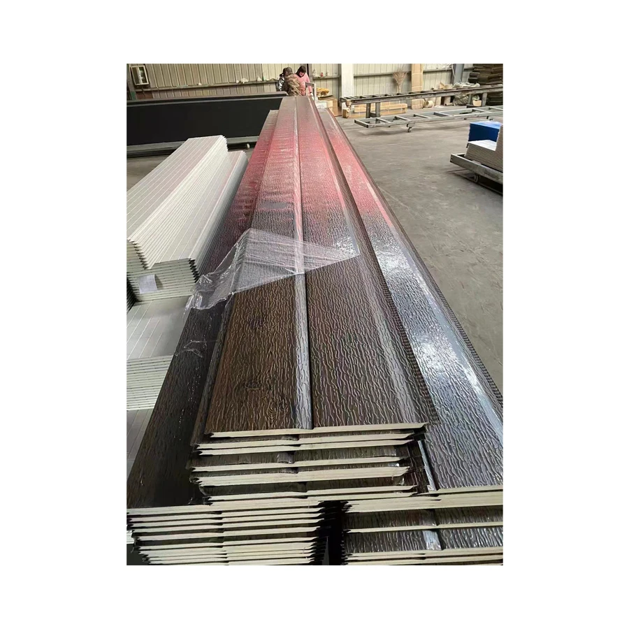 Galvanized steel siding wood look PU Sandwich Wall Panels PU foam panel PU siding