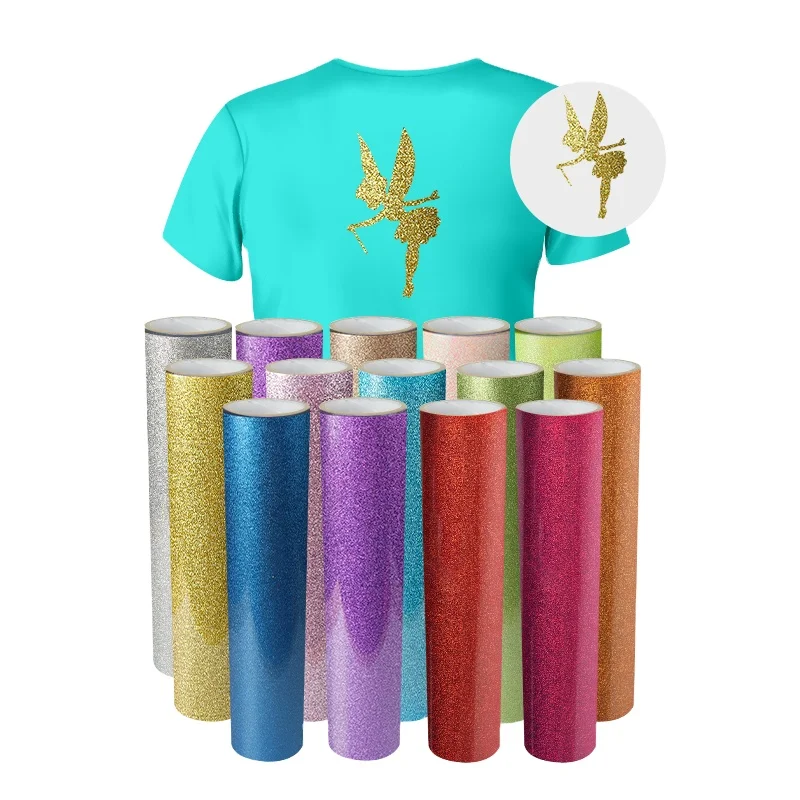 Wholesale HTV Free Sample T shirts Various Color Glitter Heat Transfer Vinyl for Clothing