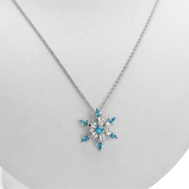 New Arrival Silver Plated Fashion Pendant Stone Jewelry Snowflake Necklace
