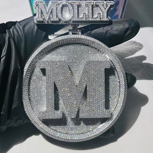 Factory moissanite custom pendant Moissanite Baguette Cut  Lab Diamonds letter Iced Out Pendant As a Gift