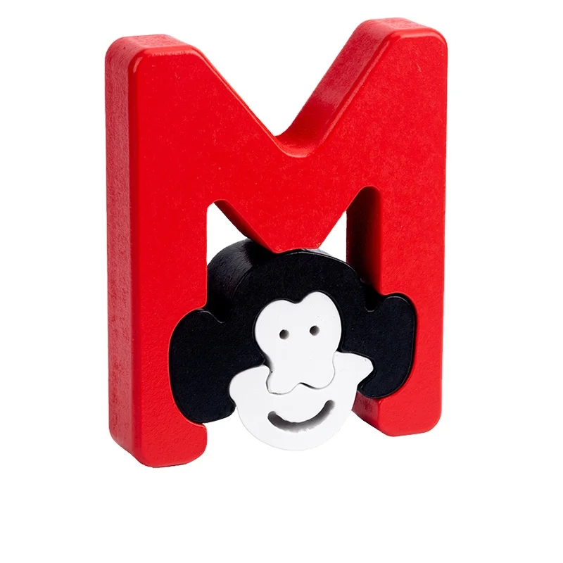 Educational toys for children learning wooden alphabet blocks animal word book puzzle 3d enlightening toys