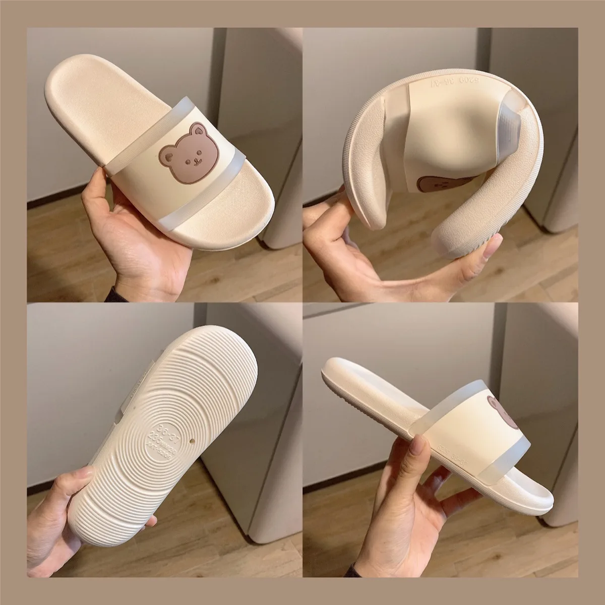 XIXITIAO low price 2024 slippers slip resistant female flat slippers bear pink slippers for women