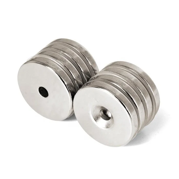 Strong circular neodymium magnets magnetic materials n52 disc neodymium magnet with countersunk hole for screw