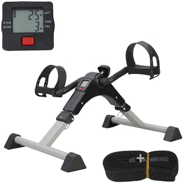 Wellshow Sport Under Desk Bike Pedal Exerciser for Arm Leg Peddler Fitness Folding Mini Exercise Bike Portable Home Desk Cycle