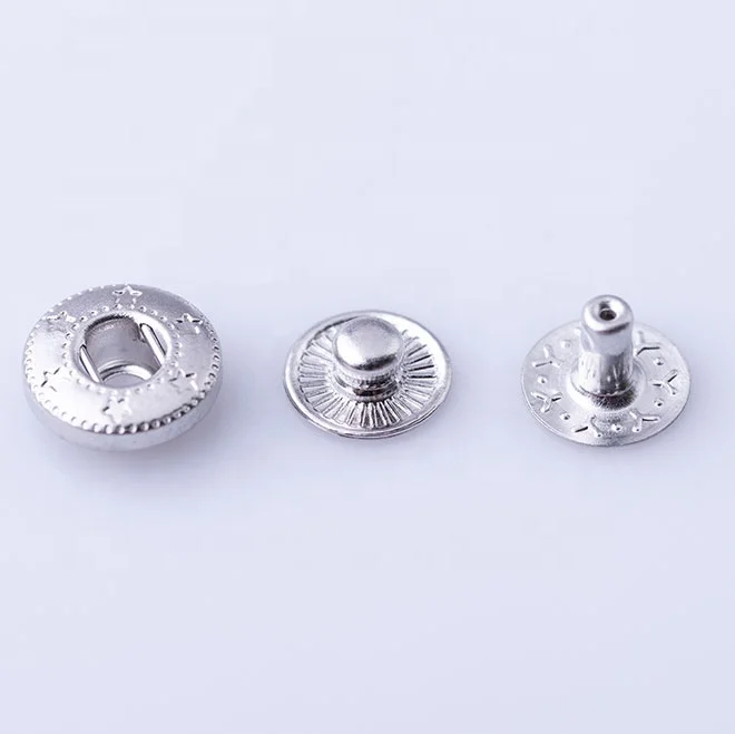 Custom private logo gunmetal/silver spring snap press buttons for bag