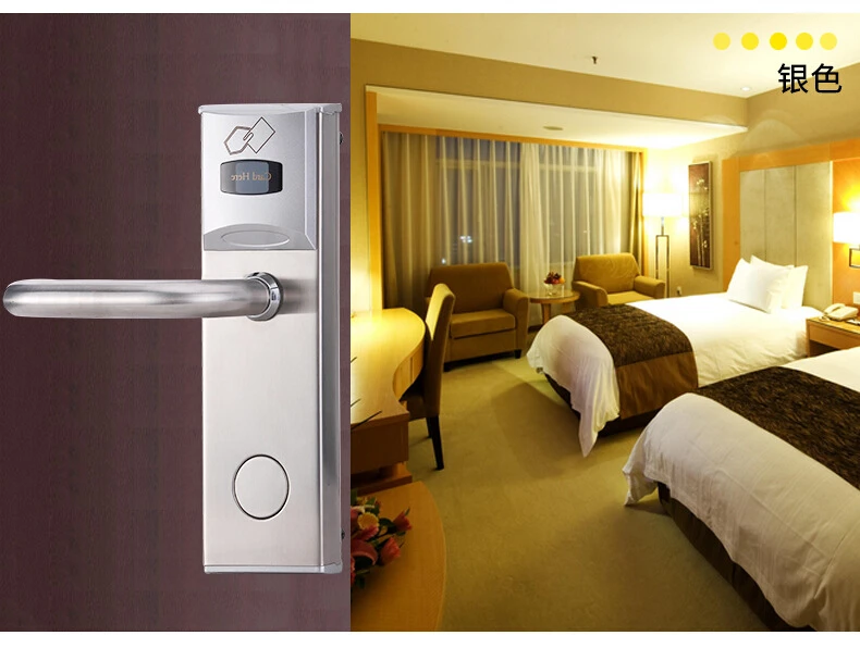 Rfid card hotel room door lock with management software system access by keys and smart cards