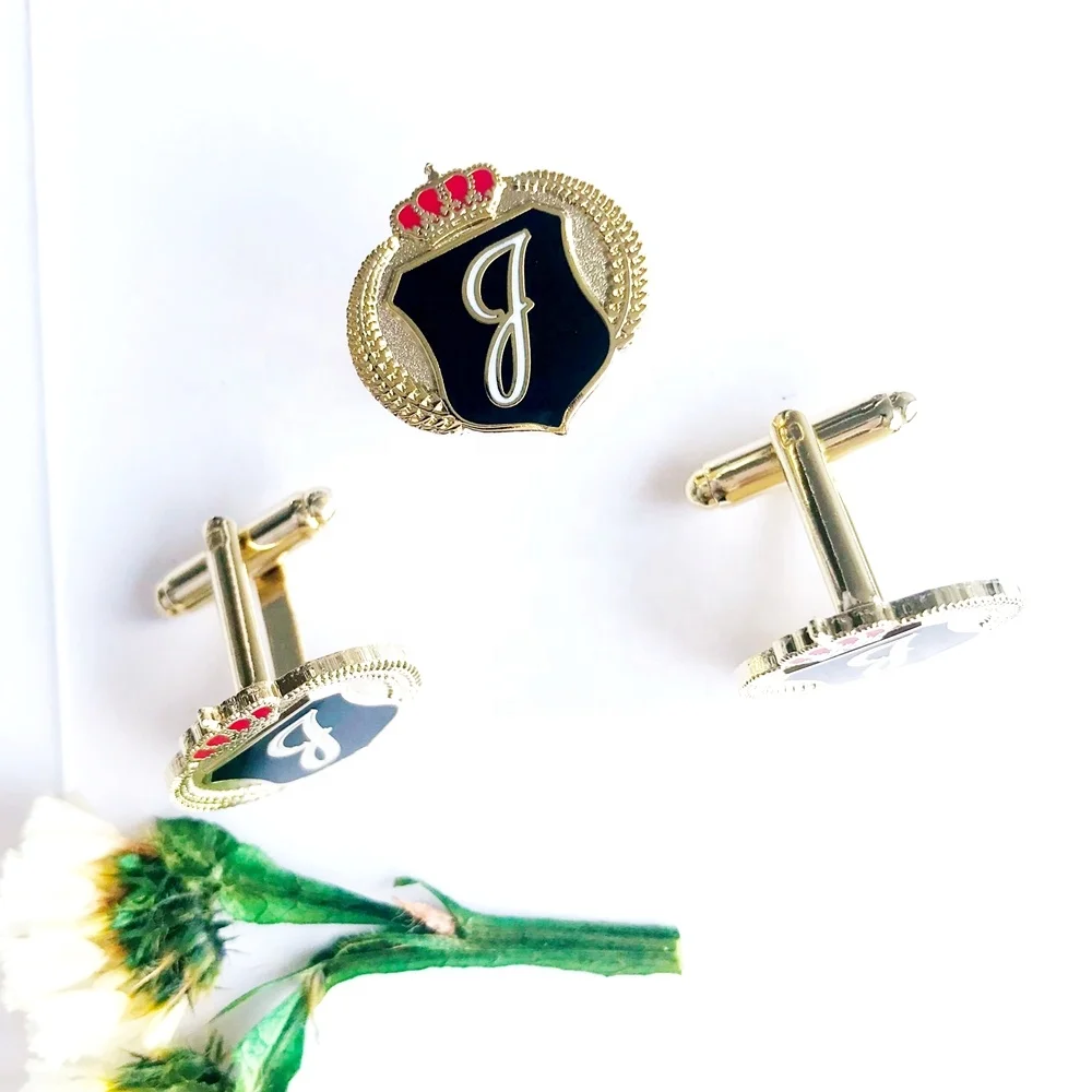 Make Custom Cuff Link With Your Logo Design Low Minimum Cloth Gold Plated Round Shape Luxury Cufflinks for Men Gifts Decoration