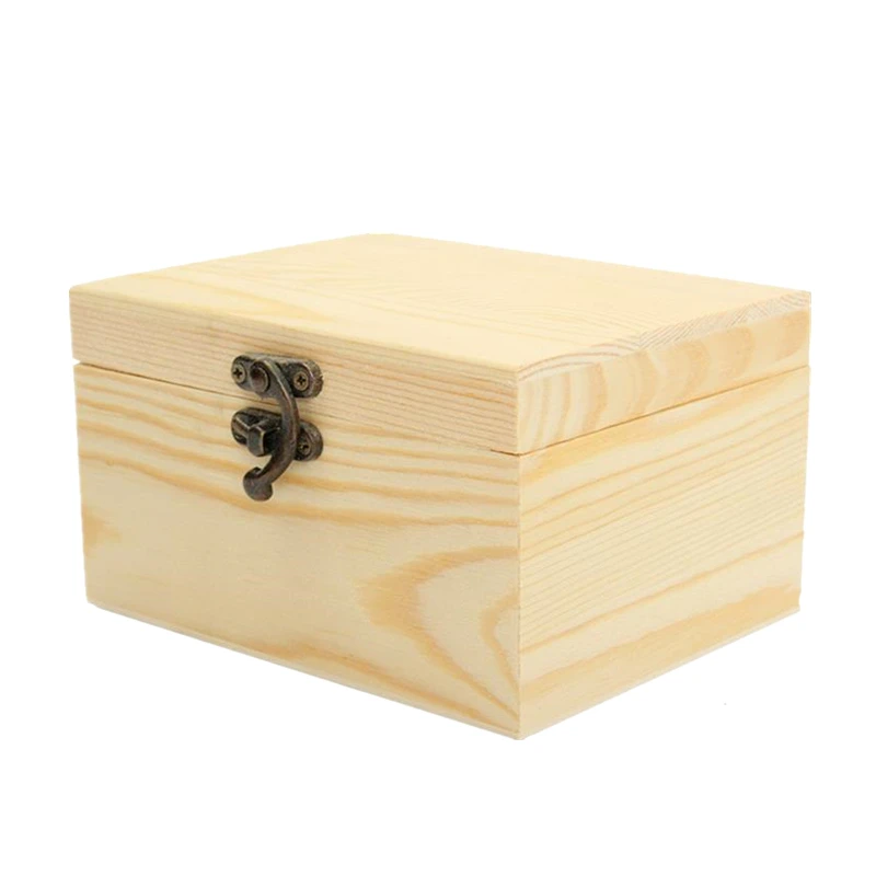 Rectangle wooden packing box wood storage case pine wood box with lock