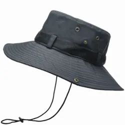 Custom Summer Solid Foldable Bucket Hats For Mens Fisherman Hats With Wide Brim Sun Fishing Breathable Mesh Polyester Sun Hat