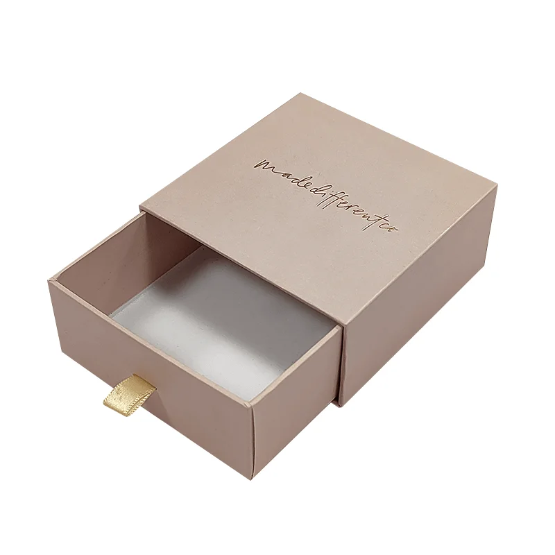 Изготовленный на заказ логотип Роскошный Розовый жесткий картонный слайдер Ящик упаковка подарочная коробка ожерелье серьги браслет кольцо коробка для ювелирных изделий