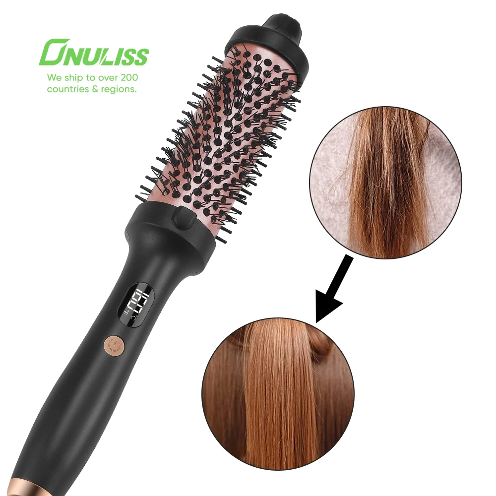 Thermal Brush Electric Hot Comb Straightener Comb Curling Iron Ceramic Round Brush Ionic 38mm Volumizing Heated Brush