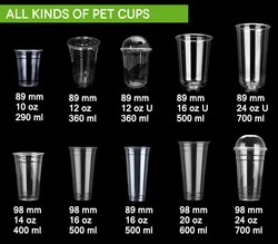 Customized Factory Plastic PET Milkshake Cup 12oz 16oz Ice Coffee Plastic Flat PET Cups with Lids