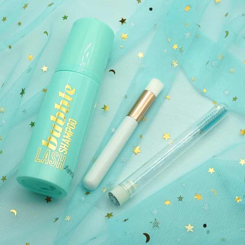 Foam Lash Shampoo kit 3 in 1 30/50/60ml Lash Bath And Cleansing Brush With Glitter Mascara Wand Cleanser Remover Lash shampoo