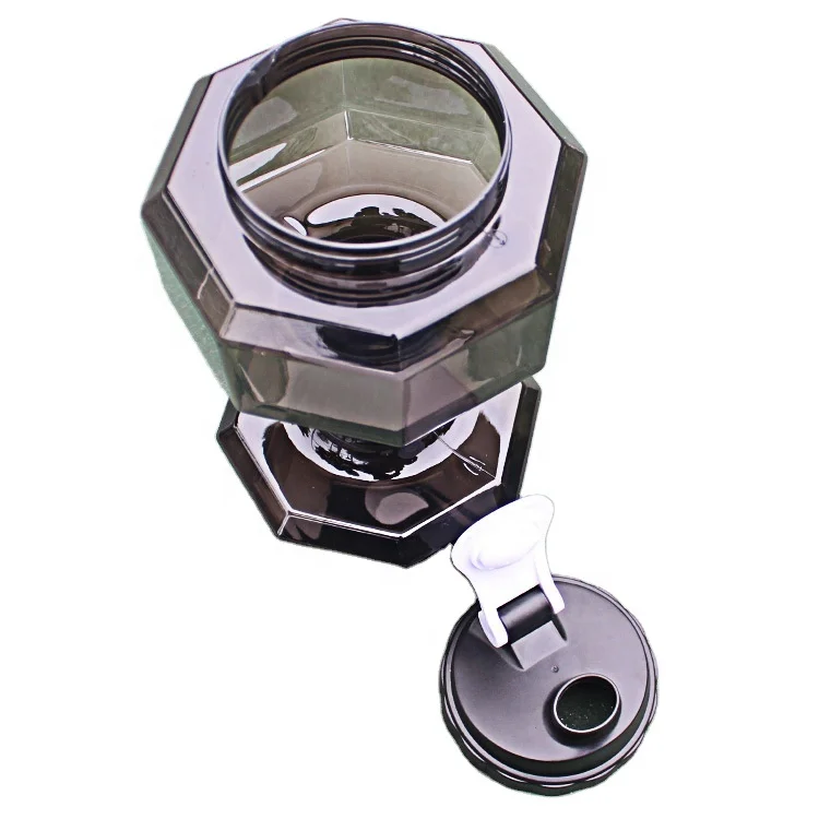 Custom Big Capacity PET Plastic Sports Gym Weight Lifting Hex Dumbbells Shape Drinking Water Bottles