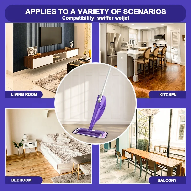 Suitable for Swiffer Factory direct Reusable Spray Mop Head Refill Wet and Dry Machine Washable Mop Pads