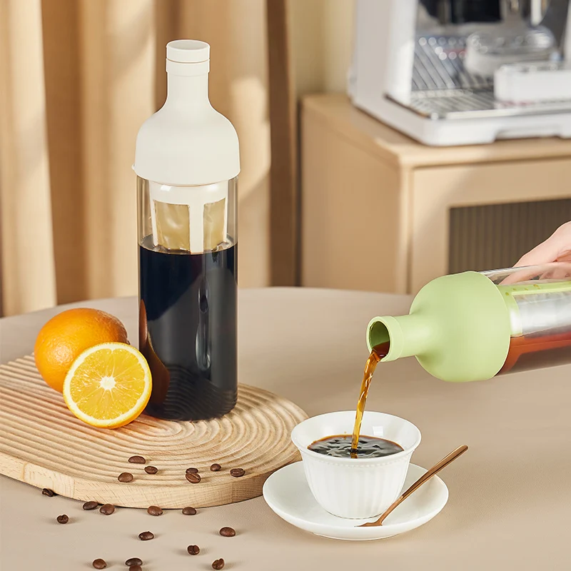 Cold Brew Coffee Maker Set with Lid Includes Quenched Water Cup and Silicone Coffee Cup Tea Tools