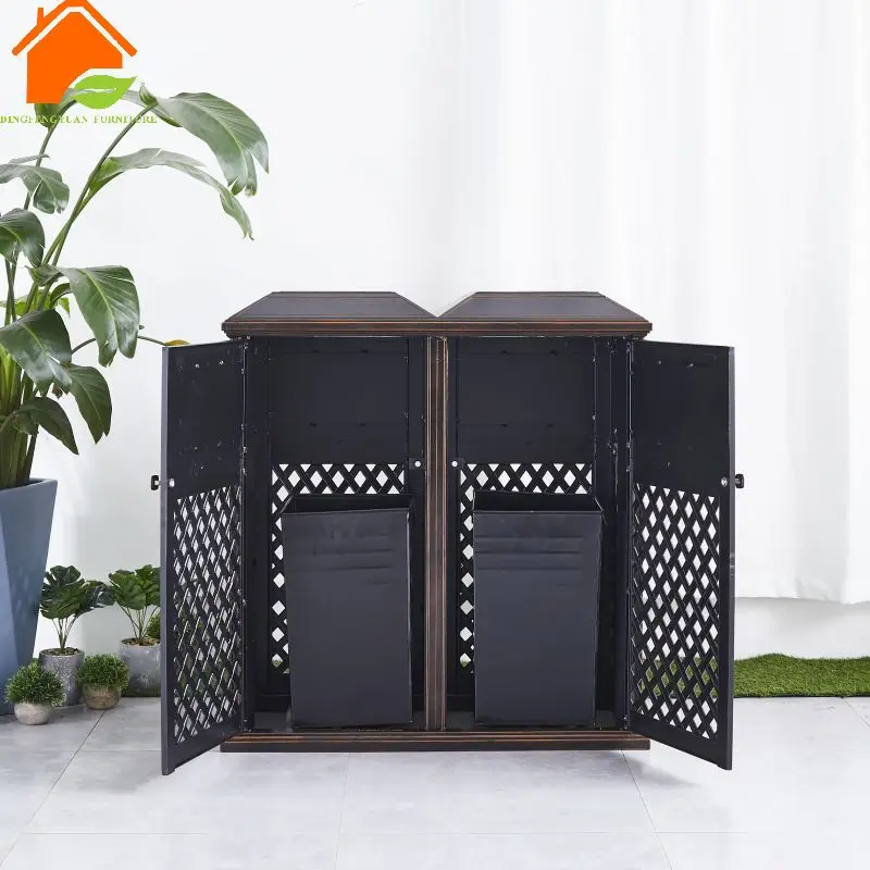 High quality classical outdoor cast aluminum park sanitary waste bin. Public garden commercial garbage bin outdoor