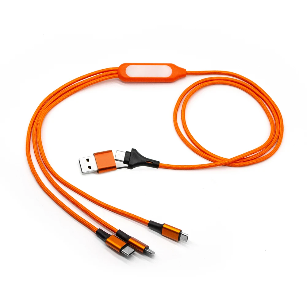 Factory New Branded 6 in 1 Multi Charging Cable Phone USB Charging Cable with LED light lamp for Promotional Gift items
