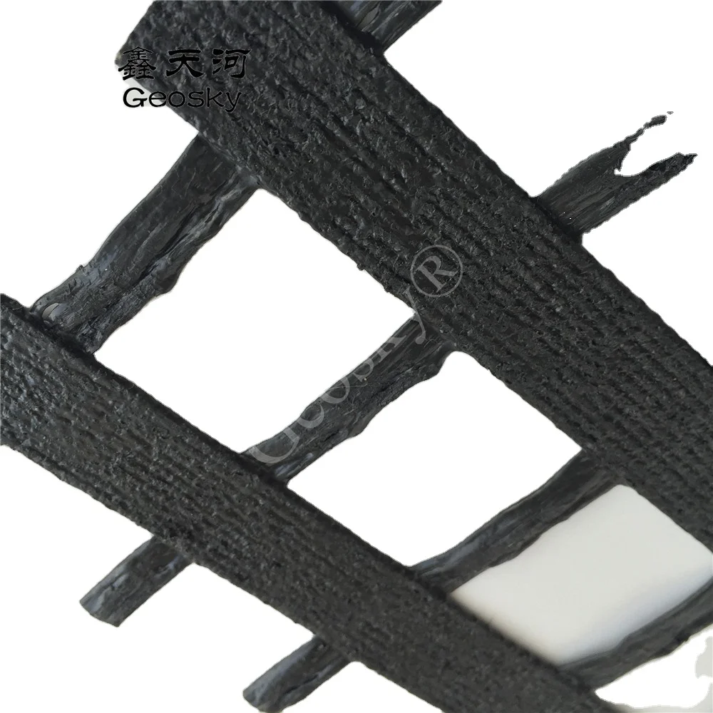 Black Basalt Geogrid Mesh 200KN PET Biaxial Geogrids