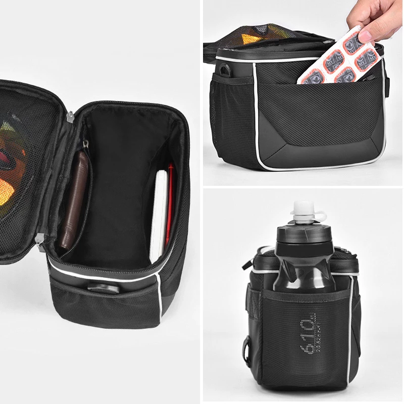 Bike Accessories Bike Phone Holder Bicycle Basket Front Storage Tote Front Tube Bag Pannier Bag Shoulder Messenger